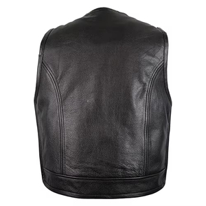 Gilet en cuir décontracté pour homme, col en V, fermeture éclair, effet délavé, service OEM, design personnalisé, couleur unie, quantité en gros, prix usine - Product Image 5