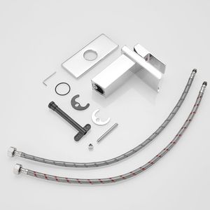 Rubinetto per lavabo bagno a cascata cromato a 1 e 3 fori con piastra di montaggio e design a maniglia singola - Product Image 3