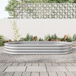 Large Silver Oval Metal Raised Garden Bed Outdoor <b>Planter</b> for Flowers <b>Vegetables</b> Plants - Product Image 2