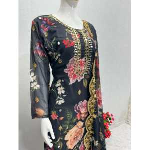 Conjunto de fiesta hermosa para mujer Top Plazzo Dupatta - Product Image 5