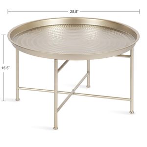Modern Round Metal <b>Coffee</b> <b>Table</b> with Textured Tray Top Minimalist Accent Side <b>Table</b> for Living Room Bedroom and Lounge - Product Image 6