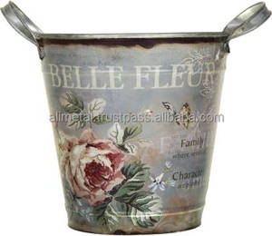 Jardinière de jardin imprimée galvanisée en métal personnalisé Seau à fleurs pour jardin intérieur et extérieur - Product Image 5