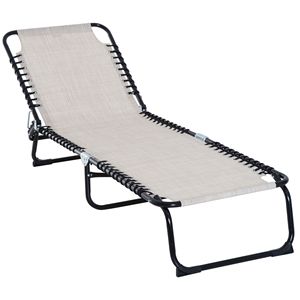Sdraio Pieghevole da Esterno a 4 Posizioni Reclinabili, Sedia a Rete Traspirante per Piscina, Lettino Prendisole per Patio - Product Image 1
