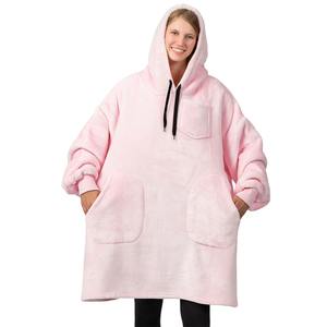 En gros, Plaid TV à capuche portable surdimensionné en sherpa, personnalisé, grande taille, style sweat-shirt, pour la maison et les pyjamas décontractés - Product Image 4