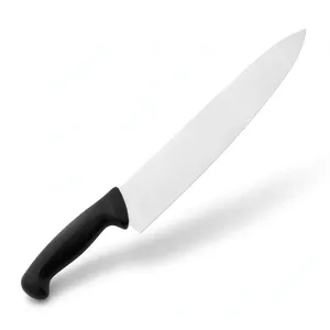 Couteau de chef de 11,5 pouces, manche noir profilé, lame argentée, pour hacher les légumes, trancher les fruits et couper en dés les ingrédients de restaurant - Product Image 1