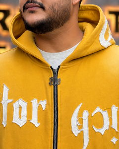 Sudadera con capucha personalizada de algodón de alto gramaje, con efecto desgastado por el sol, oversize, con pedrería, parche bordado, lavado, corte cropped, estilo boxy, con rayas y cremallera, para invierno - Product Image 5