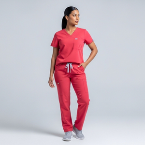 Ensemble de blouses d'infirmière personnalisées pour hôpital, uniforme médical 2 pièces avec col montant, manches courtes, vente en gros - Product Image 1