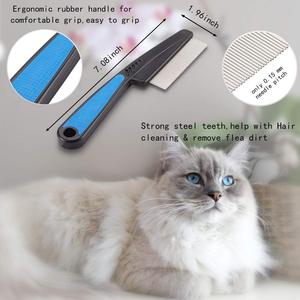 Râteau démêlant professionnel pour animaux de compagnie, 12 dents larges en acier inoxydable, peigne pour chien et chat, poignée antidérapante, sûr - Product Image 4