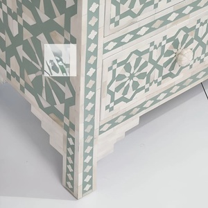 Cajón con Incrustaciones de Hueso de ILAHI, Diseño Moderno con Detalles de Ágata, Mueble Portátil para el Hogar - Product Image 2