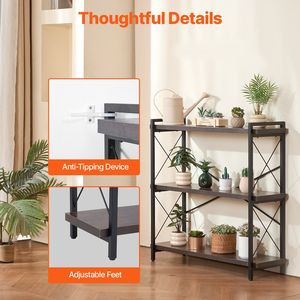 Estantería Metálica Industrial de 3 Niveles, Estantería Rústica Pequeña para Almacenamiento y Exhibición con Estantes Abiertos, Soporte de Exhibición Independiente - Product Image 6