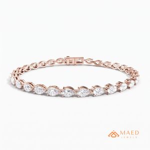 Bracelet à maillons en moissanite or rose, bracelet à maillons fins, bijoux de mode pour femmes, bracelet tennis, accessoire élégant - Product Image 1