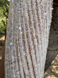 AAA+ Natural Rainbow Moonstone Faceted Rondelle Beads (5-6mm) 16’ - Product Image 1