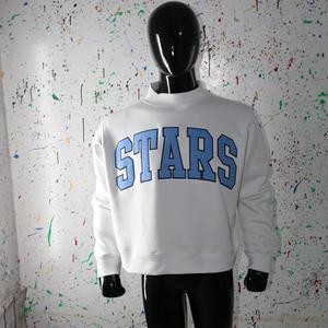 Sudadera STARS ASH GREY con cuello alto, 100% azul, con apliques bordados, cuello ancho, hilos finos - Product Image 1