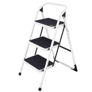 Escalera Plegable de 3 Peldaños con Capacidad para 330 lb, Peldaños y Almohadillas Antideslizantes, Diseño Ligero que Ahorra Espacio en Blanco y Negro - Product Image 1