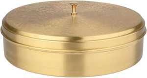 Handmade Brass Masala Dabba, Indian Spice <b>Box</b> with Spoon - Product Image 2