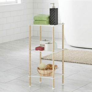 Estante de Baño Moderno Pristine BC178EY de 3 Niveles con Acabado de Madera y Metal, Mueble de Almacenamiento para el Hogar, Montaje en Esquina, Venta al por Mayor para Hoteles, Fácil Instalación - Product Image 2