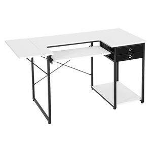 Multipurpose Sewing Machine <b>Table</b> <b>with</b> Drawers <b>Foldable</b> Side Shelf Adjustable Shelf Steel <b>Legs</b> Computer Desk - Product Image 5