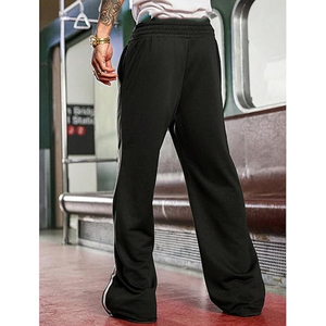 Pantalon de jogging ample et oversize en coton avec logo personnalisé, à rayures latérales, coupe large et empilée, pour hommes, vente en gros, faible MOQ - Product Image 2