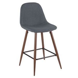 Set di 2 Sgabelli da Bar Moderni Mid-Century Pebble in Noce e Blu - Product Image 2