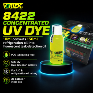 VORTEK VK8422 Teinture fluorescente UV concentrée 10 ml pour transformer 150 ml d'huile de réfrigération en détecteur de fuites (type lubrifiant POE) - Product Image 1