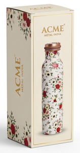 Elegant Floral Printed Design <b>Copper</b> <b>Bottle</b> Perfect For Water Wellness And Modern Sustainable Living Travel Office Gym Yoga Gift - Product Image 6
