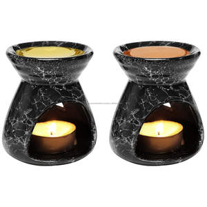 เตาเผาน้ำมันหอมระเหยเซรามิกสีดำ ที่วางเทียนทีไลท์ ตกแต่งบ้าน กระจายกลิ่นหอม - Product Image 3