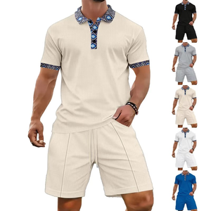 Conjunto Deportivo para Hombre 2026, Camiseta Polo con Botones a la Moda de Verano, Pantalones Cortos con Cordón, Conjunto de 2 Piezas de Algodón - Product Image 1