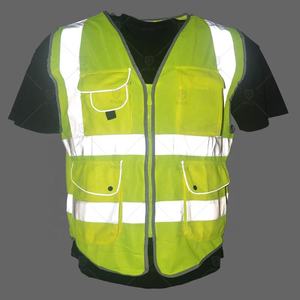 Gilet de sécurité haute visibilité ANSI Classe 2, fermeture éclair, vêtements de travail réfléchissants, polyester respirant pour travaux de construction et de voirie - Product Image 2