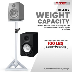 5 Core <b>Speaker</b> <b>Stand</b> 2Pc Heavy Duty Adjustable Telescoping Height 59.5" Triangle Base 100Lb Capacity - Product Image 3