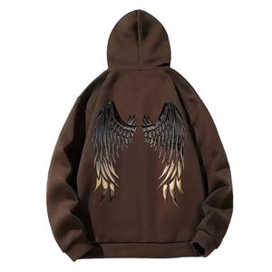 Wholesale Unisex Custom Wings Print Casual Hooded Pullover Embroidery Logo Streetwear <b>Women</b> Hoodies OEM <b>Long</b> <b>Sleeves</b> Hoodies - Product Image 1