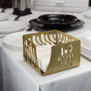 Modern Wooden Square Napkin Holder With Geometric Design Durable <b>Table</b> Decoration 5.4x6.9 Inches - Product Image 6