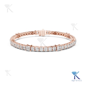 3.00 MM Round and 3.50 MM Princess Cut Diamond Tennis <b>Bracelet</b> 14K 18K <b>Solid</b> Gold Fine Women Luxury Jewelry Manufacturer - Product Image 2