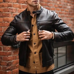 Best Vintage Winter Design Biker Leather <b>Jacket</b> for <b>Men</b> Customized Sheep Leather with Quilted Detail - Product Image 2