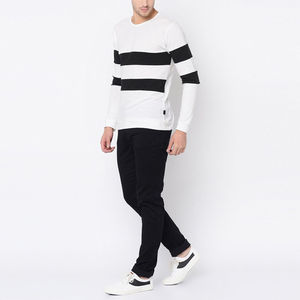 Camiseta cómoda de manga larga con cuello redondo para hombre, estilo hip hop, color sólido, informal, de algodón, a la moda. - Product Image 1