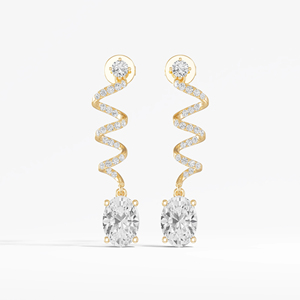 Pendientes de Diamantes Ovalados en Oro Amarillo de Lujo ZAWO con Diseño en Espiral, Diamantes Mossinate Certificados por GIA, Joyería de Boda para Mujer - Product Image 4