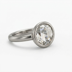 Modern 8K White Gold Rose Cut Bezel <b>Set</b> Lab-Grown Diamond <b>Ring</b> Simple Elegant Engagement Wedding Party Jewelry IGI Certified - Product Image 3