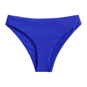 Conjunto de Bikini Casual y Cómodo para Mujer, Cintura Alta, Color Sólido, Sujetador Triangular con Relleno Extraíble, Tejido de Punto Acanalado de Spandex, Escote en V Profundo - Product Image 3