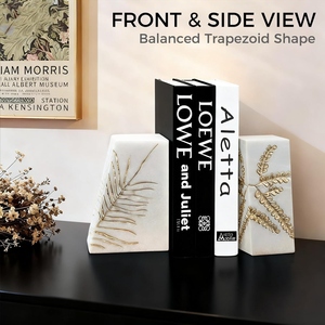 Latest design White Marble bookends gold leaf <b>book</b> <b>ends</b> heavy duty bookend decorative shelf decor - Product Image 3