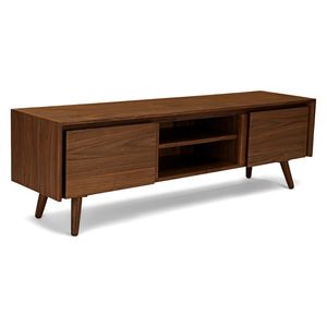 Meuble TV bas en bois massif finition noyer avec artisanat de qualité supérieure et construction durable pour salon moderne - Product Image 2