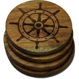 แผ่นรองและแผ่นรองจานไม้รองแก้วไม้ดีไซน์แบบทะเลพิมพ์ลายที่กำหนดเอง - Product Image 1