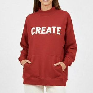 Sudadera Larga Casual Oversize para Mujer 2026 con Cuello Simulado, Estilo Moderno Urbano, Ajuste Relajado, Personalizable - Product Image 1