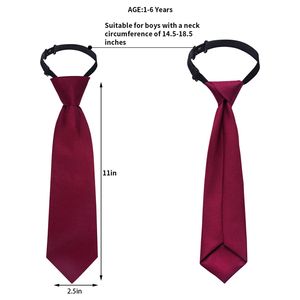 Adjustable Pre-Tied Necktie For <b>Boys</b> School Uniform <b>Black</b> Polyester Plain Weave <b>Tie</b> With Strap Buckle Closure - Product Image 2