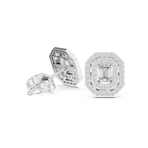 ต่างหูทองคำ 14K ทรงกลมประดับเพชรแล็บโกรว์สีมรกตสำหรับผู้หญิง |   เพชรที่เพิ่งเพาะเลี้ยง - Product Image 5