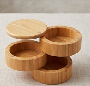 Handmade Wooden Salt And Sugar Storage Set 3 Tier <b>Stackable</b> Containers Durable Kitchen Organizer For Kitchen Restaurant Tabletop - Product Image 3