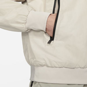 Veste coupe-vent blanche pour homme avec capuche, col montant, design sportif à blocs de couleur, demi-zip, légère, pour l'hiver - Product Image 4