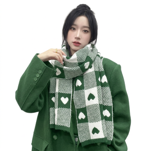 Écharpes tricotées à carreaux avec logo personnalisé, chaudes et polyvalentes pour femme, accessoire hivernal tendance, ambiance simple – Vente en gros - Product Image 3