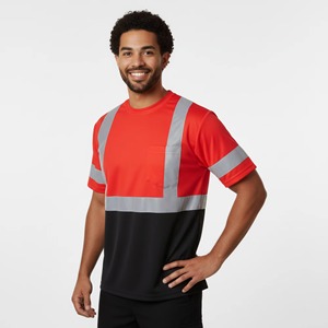 Camisetas de Trabajo de Manga Corta de Seguridad Profesional, Reflectantes, Transpirables, de Alta Visibilidad, de Poliéster, para Hombre - Product Image 3