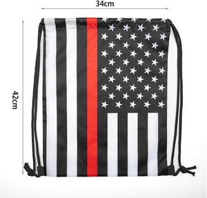 Wholesale Custom American Flag <b>Drawstring</b> <b>Backpack</b> Water Resistant Lightweight Patriotic Cinch Gym Sack For Sports Travel Bulk - Product Image 3