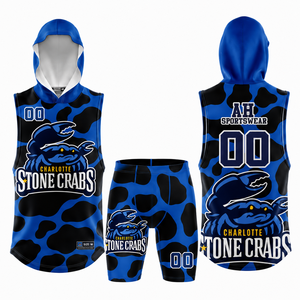 Conjunto de Uniforme de Fútbol 7v7 Sublimado Personalizado para Hombre, Jersey sin Mangas con Capucha, Pantalones Cortos de Compresión, Secado Rápido, Transpirable, Alta Calidad - Product Image 4