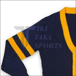 Pull en laine/nylon à col en V pour homme Tiki Taka Sports, cardigan chenille personnalisé style universitaire, patchwork décontracté pour l'hiver, dentelle pour sororités - Product Image 3